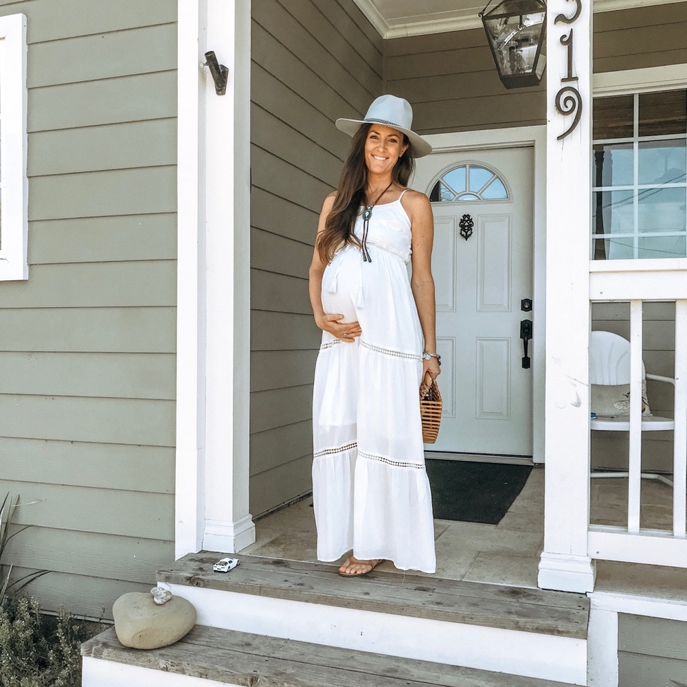 Motherhood Maternity White Maxi Dress Summer Small